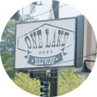 One Lake Brewing sign