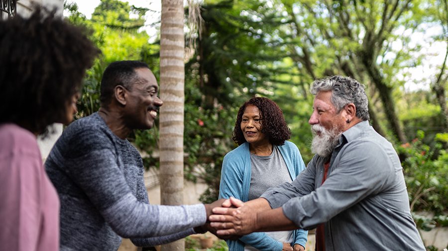Neighbors greeting eachother