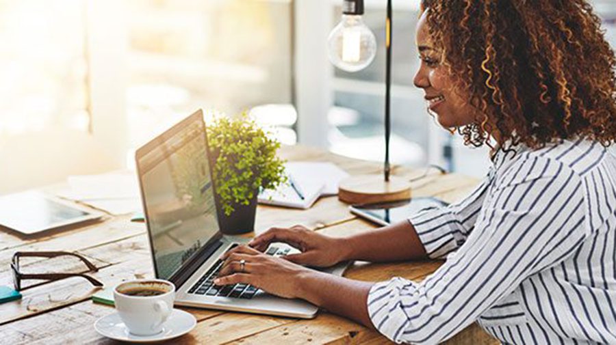woman checking her investments