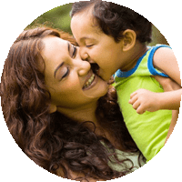 Mother and child playing