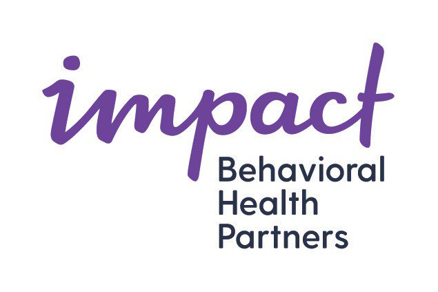 Logo with the word “impact” in purple cursive and “Behavioral Health Partners” in black sans-serif font below.