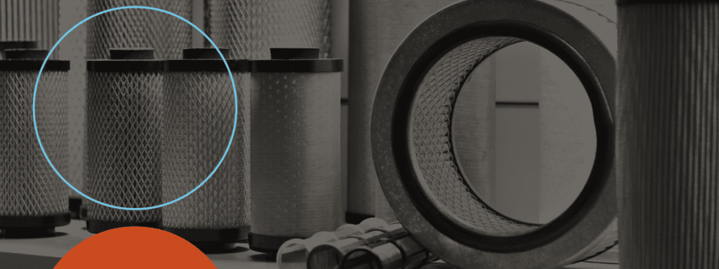Selection of cylindrical industrial filters.